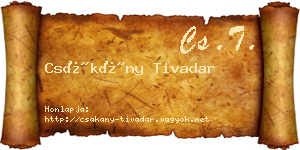 Csákány Tivadar névjegykártya