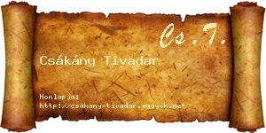 Csákány Tivadar névjegykártya